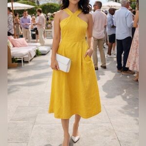 Ann Taylor Yellow Halter Cocktail Sundress